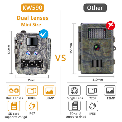 KW591 دوربین شکار در فضای باز بدون نور دو سنسور 1080P FHD دوربین شکار شب