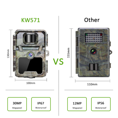 KW571 فابریک OEM ODM Mini Wildlife Scouting Timelapse Trail Camera IP67 سنسور CMOS بدون نور و حافظه SD دید شبانه