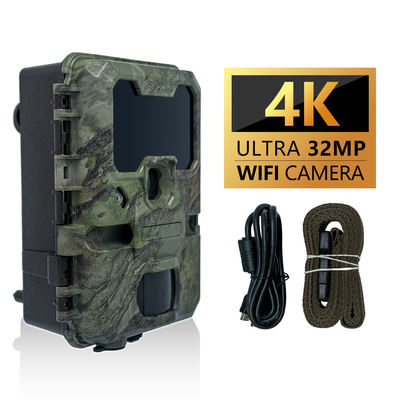 KW866 WIFI مسیر شکار دوربین ضد آب IP67 OEM / ODM 512GB ذخیره سازی کارت حافظه SD 32MP 4K