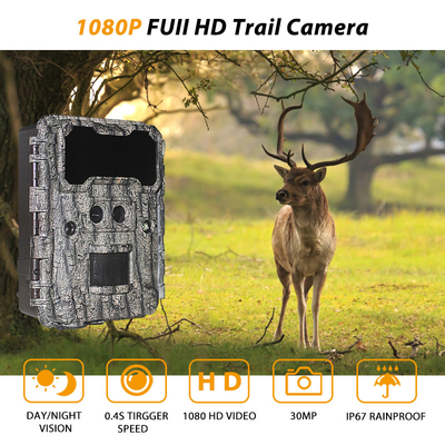 دوربین های شکار 30MP HD با دید شبانه LED بدون درخشش و عملکرد PIR برای نظارت بر حیات وحش
