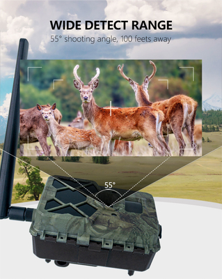 دوربین های در فضای باز 4G با کارت اسیم 24MP 1080P در 30fps GSM 4G APP پنل خورشیدی ضد آب IP67