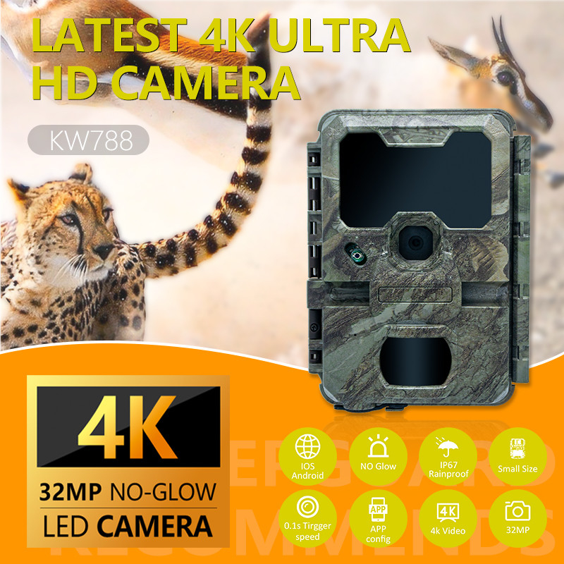 دوربین نظارت بر حیات وحش دید شبانه 0.1s سرعت ضبط 32MP دوربین شکار 4K ضد آب IP67 دوربین مشاهده حیوانات لوازم جانبی شکار