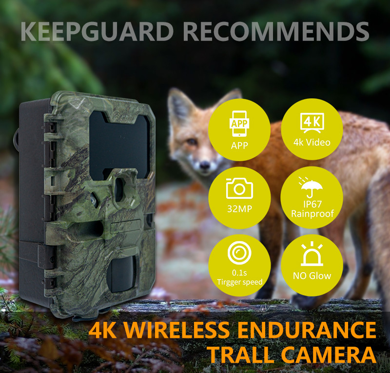 دوربین WIFI KW866 ضد آب IP67 OEM/ODM تا 512GB ذخیره سازی کارت حافظه SD 32MP دوربین حیات وحش 4K