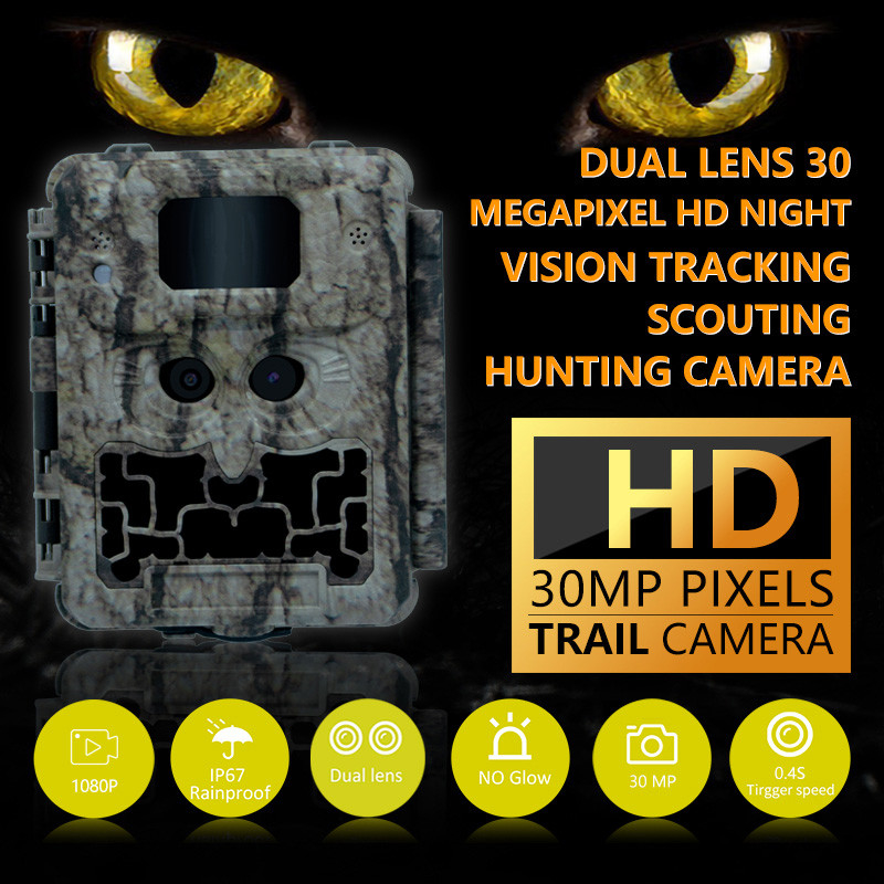 دوربین 30MP بدون نور LED برای بازی شکار شب با ویدیو 1080P و ظرفیت کارت حافظه 512GB