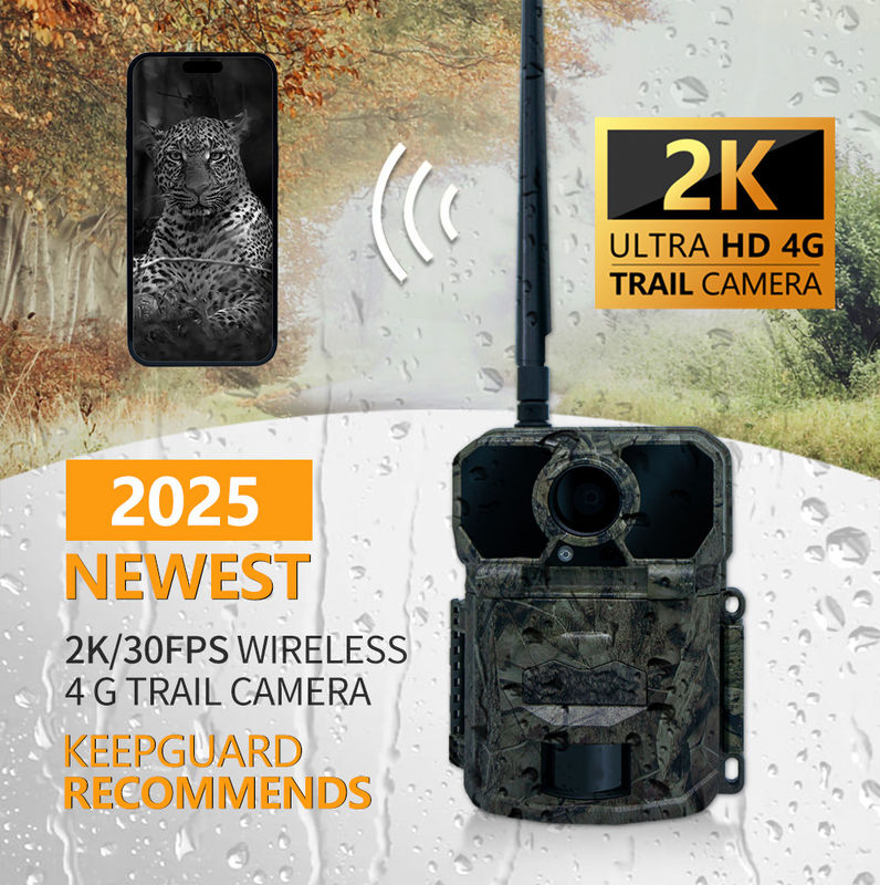 2024 جدیدترین دوربین آزمایشی بی سیم 4G KW896 30MP 0.15s سرعت ماشه 100ft شبانه دوربين آبپاش IP65 دوربین شکار